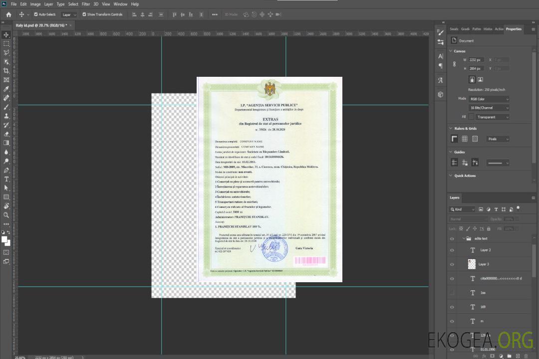 Certificat de constitution en Moldavie template